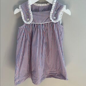 Striped Kids Dress with Ruffle Trim